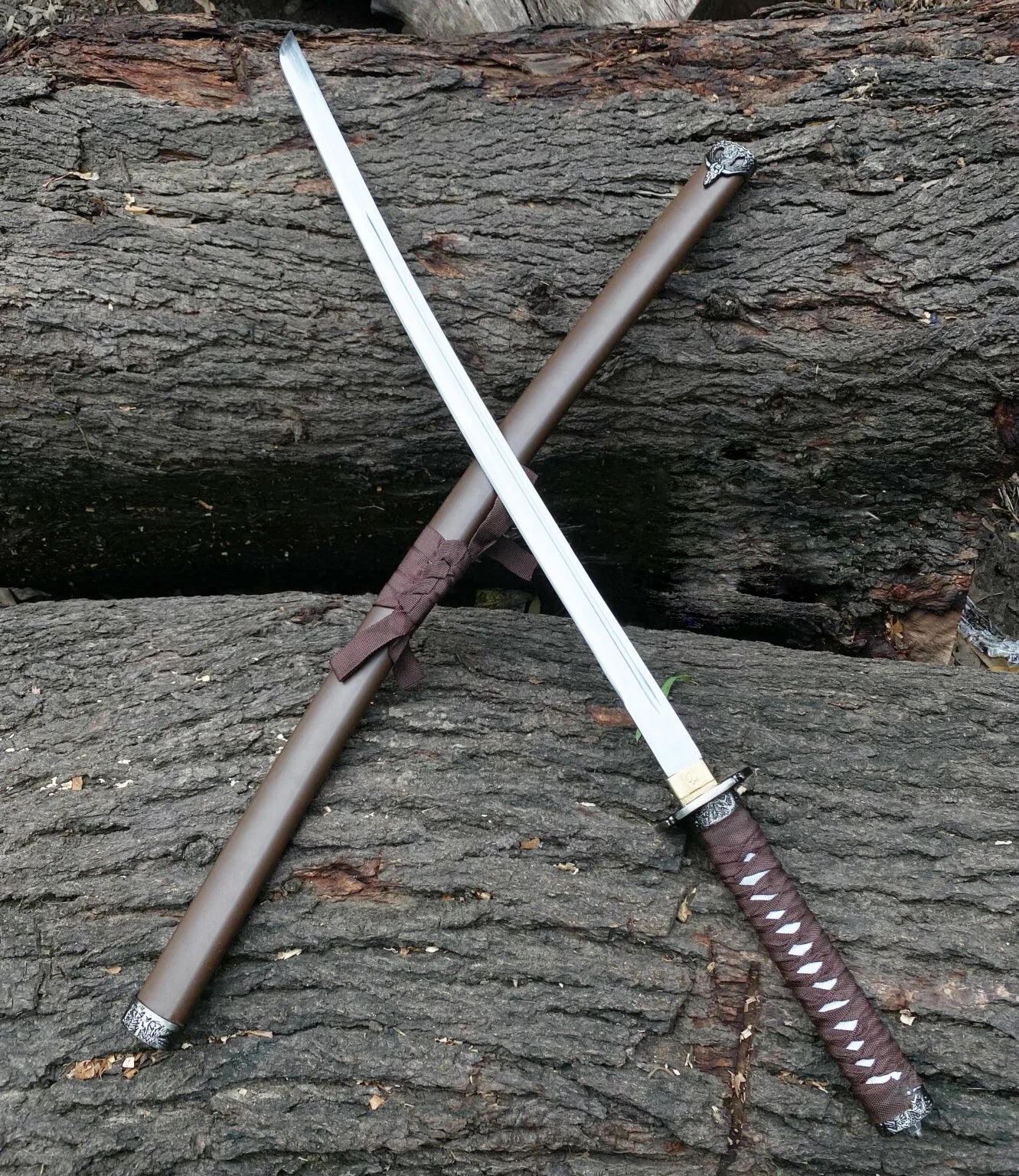 Premium brown katana with full polish blade