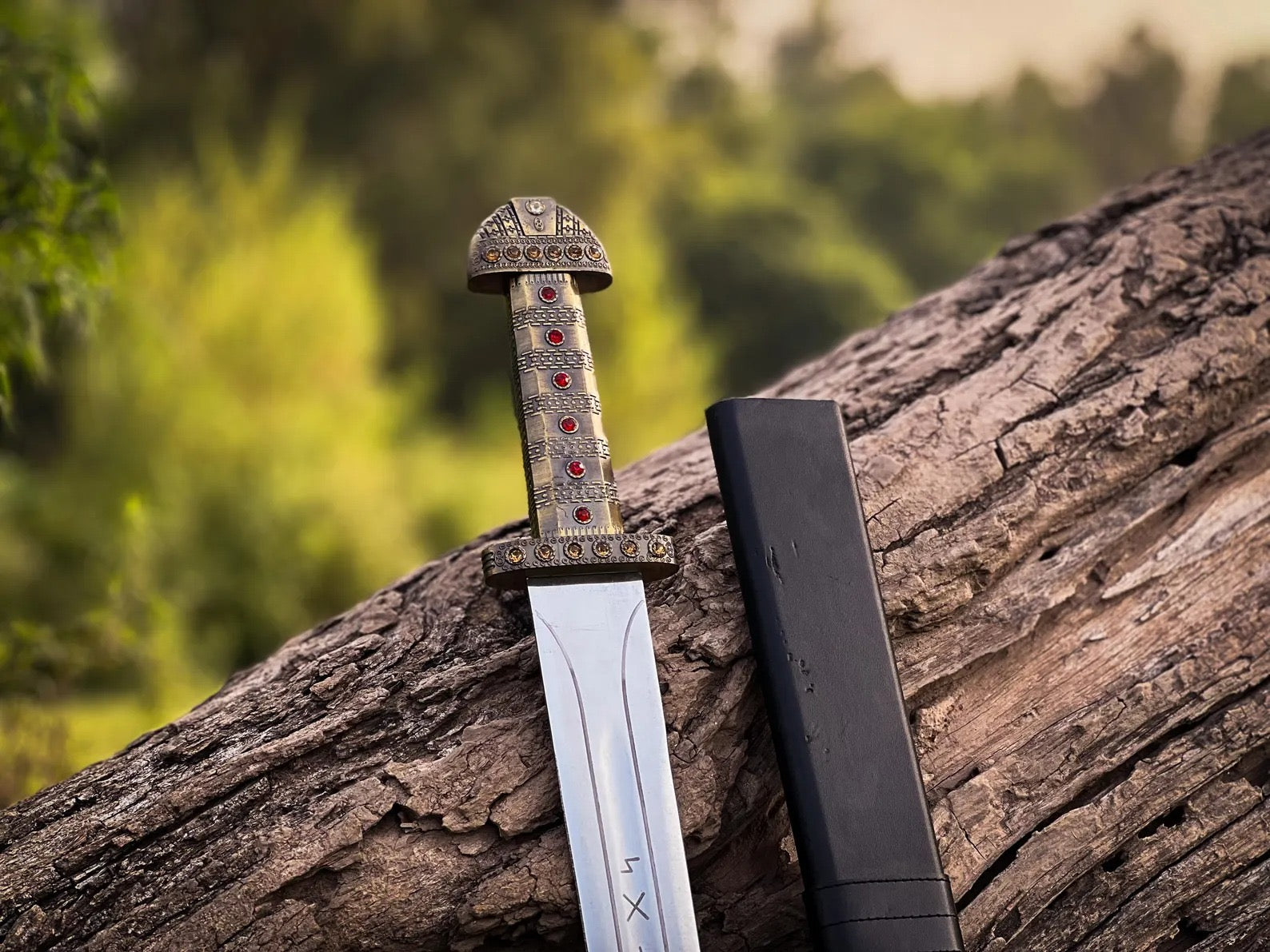 Handmade Viking Inspired Decor Sword – Norse Ragnar Style Fantasy Display Collectible with Leather Scabbard