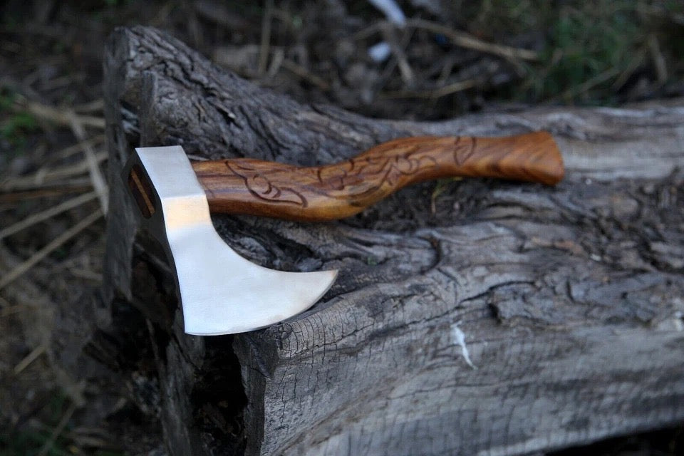 Handmade hunting Axe with leather cover