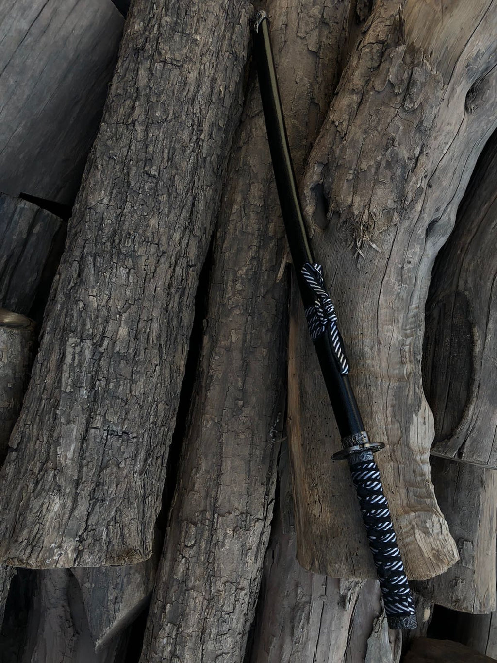 Premium black katana with silver wrapping