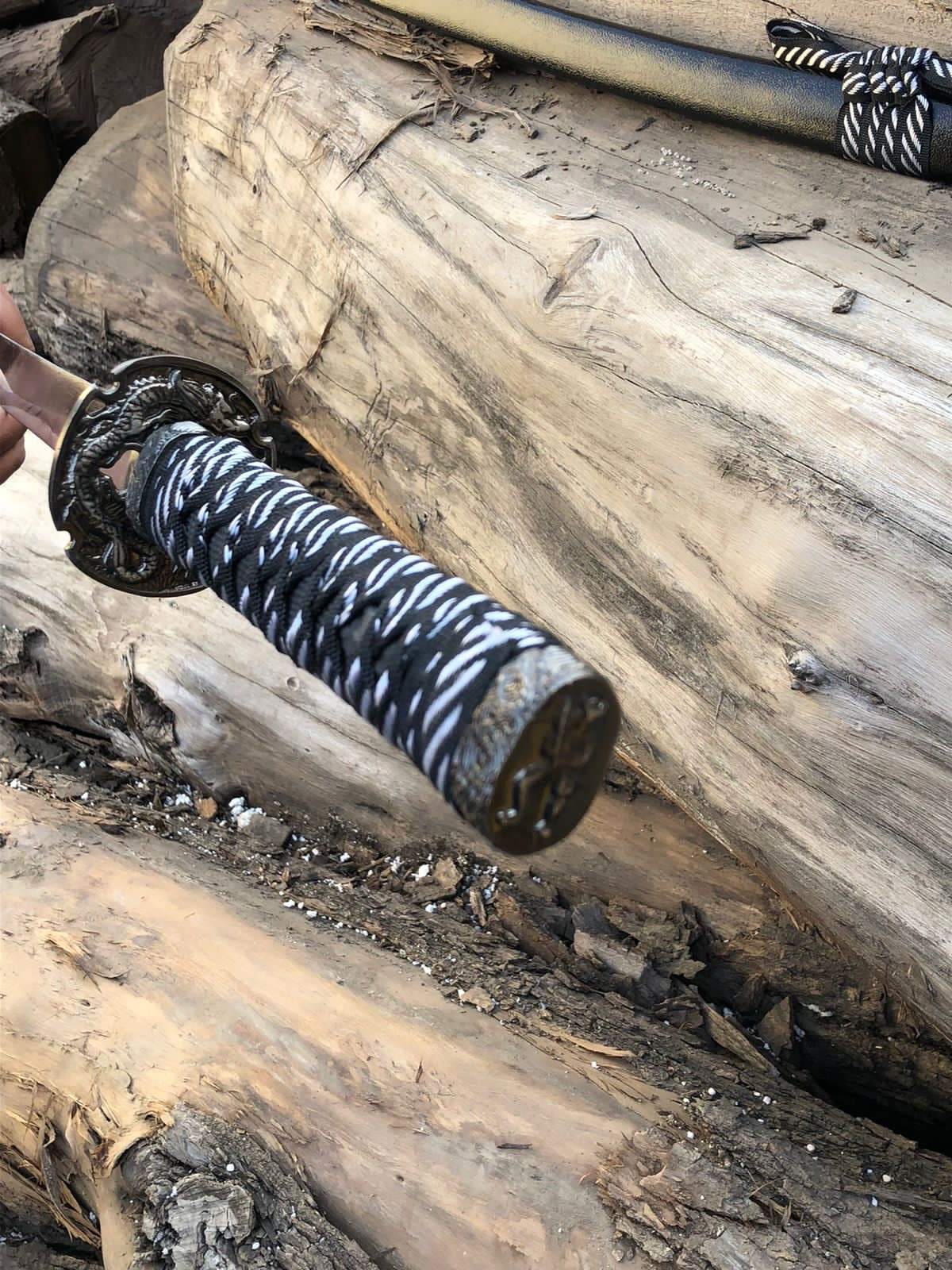 Premium black katana with silver wrapping