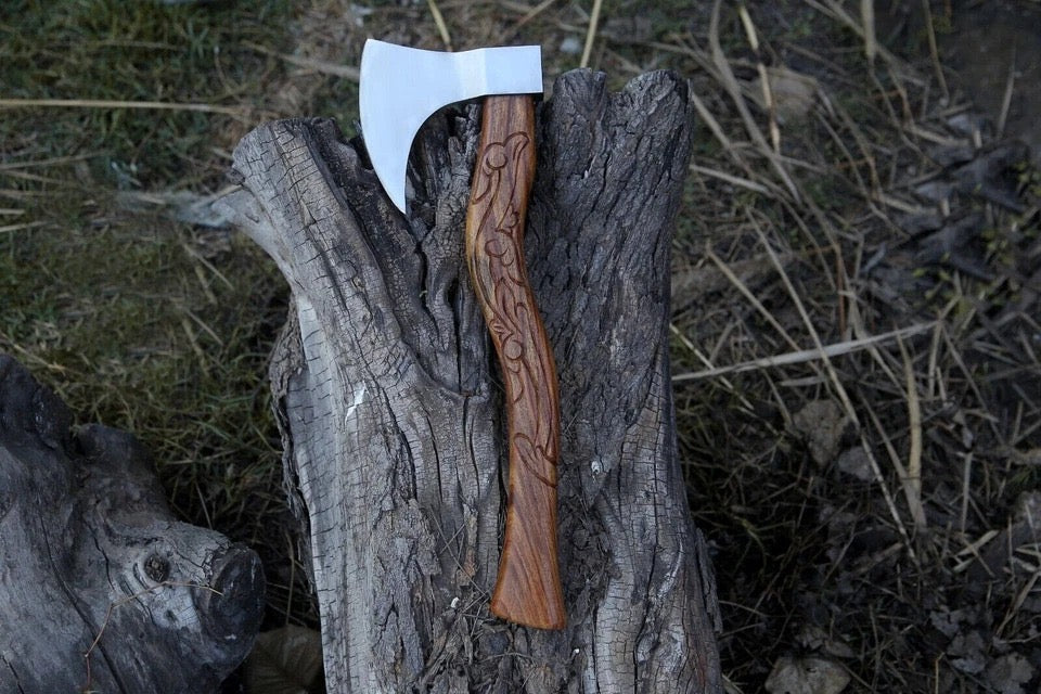 Handmade hunting Axe with leather cover