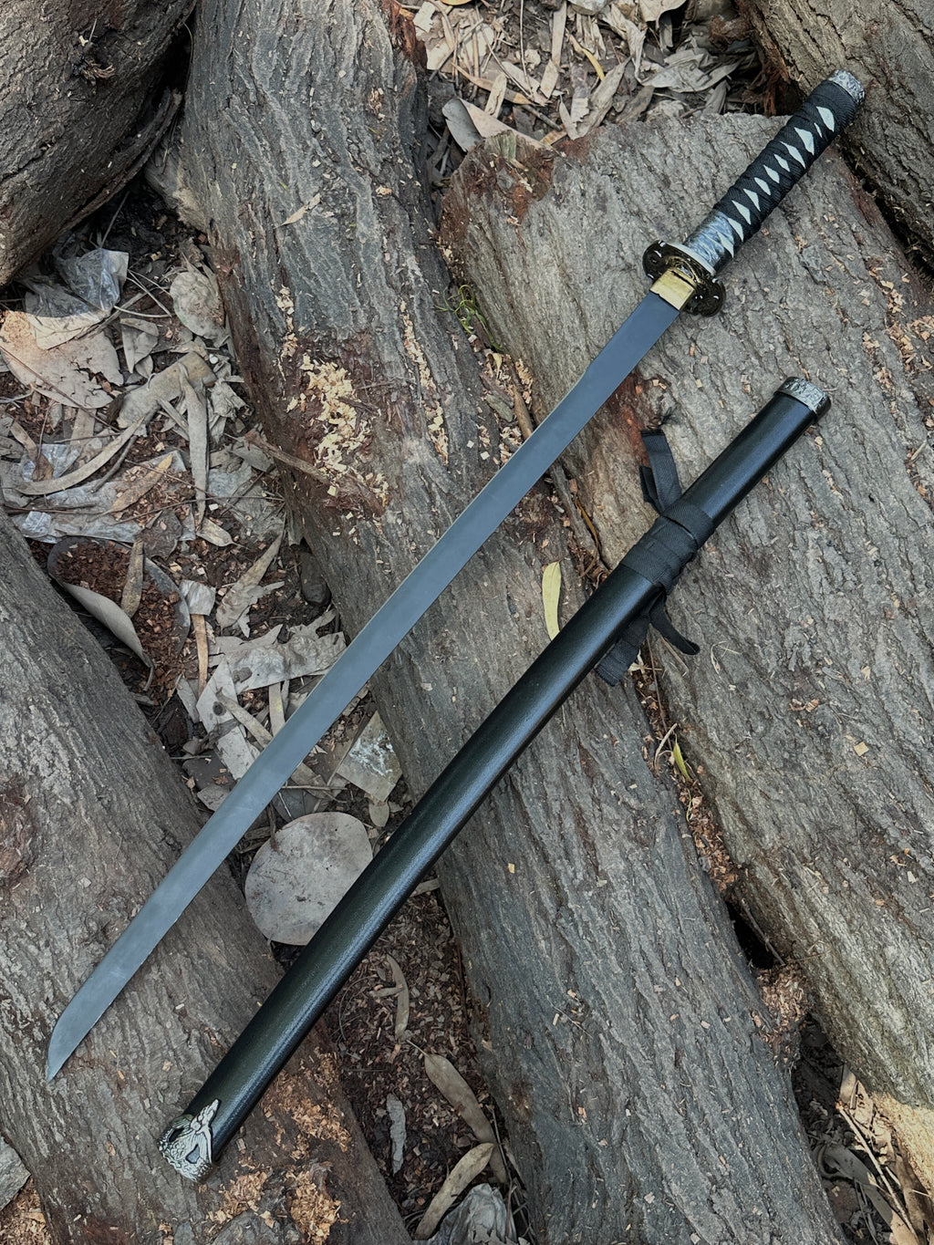 Premium black katana with black powder coat blade