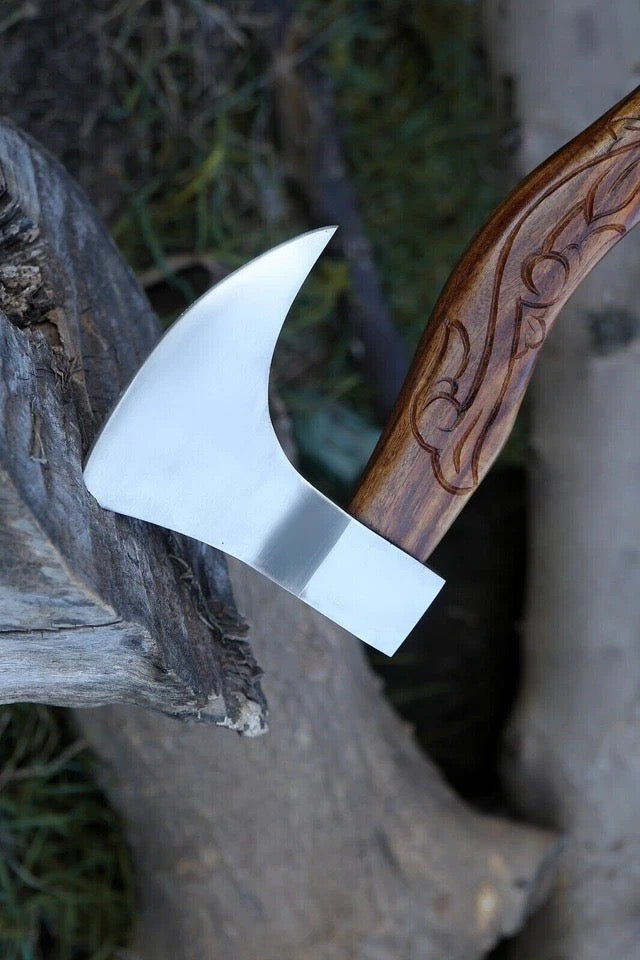 Handmade hunting Axe with leather cover
