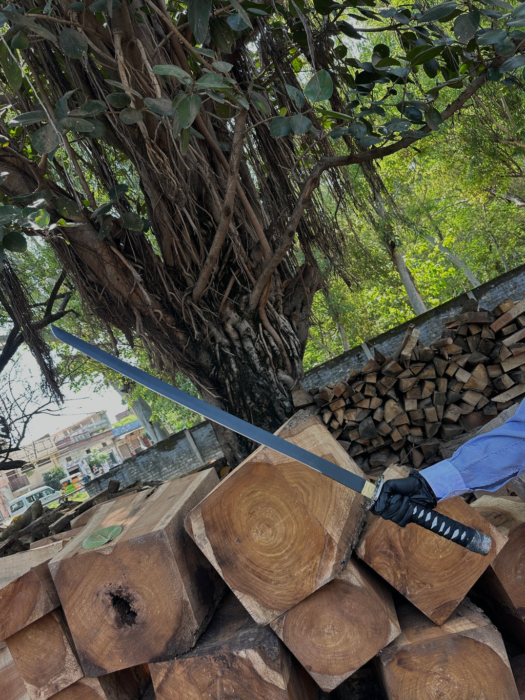 Premium black katana with black powder coat blade