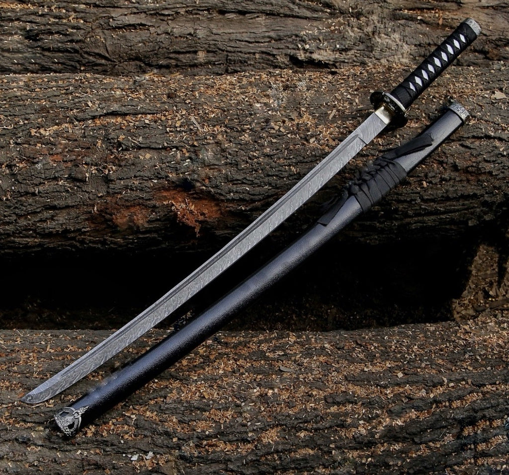 Handmade Black Damascus Samurai Katana Sword