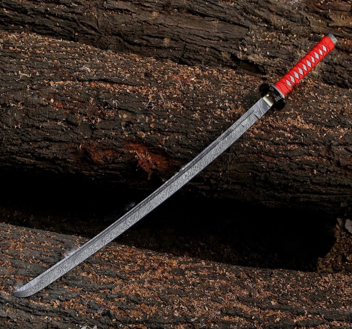 Handmade black&red Damacus samurai katana