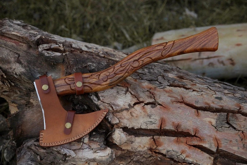 Handmade hunting Axe with leather cover