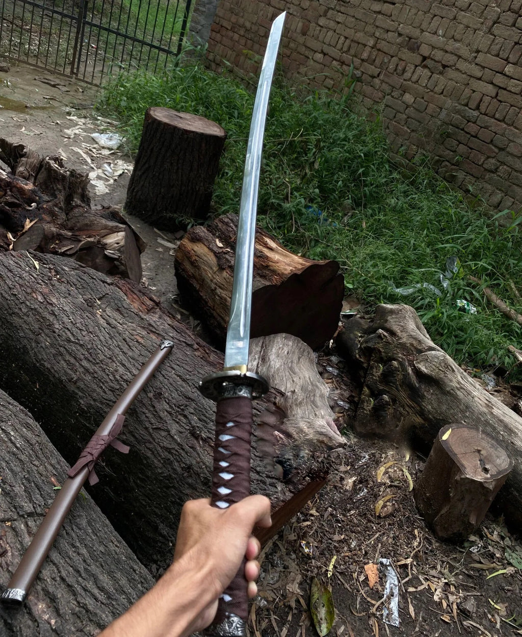 Premium brown katana with full polish blade