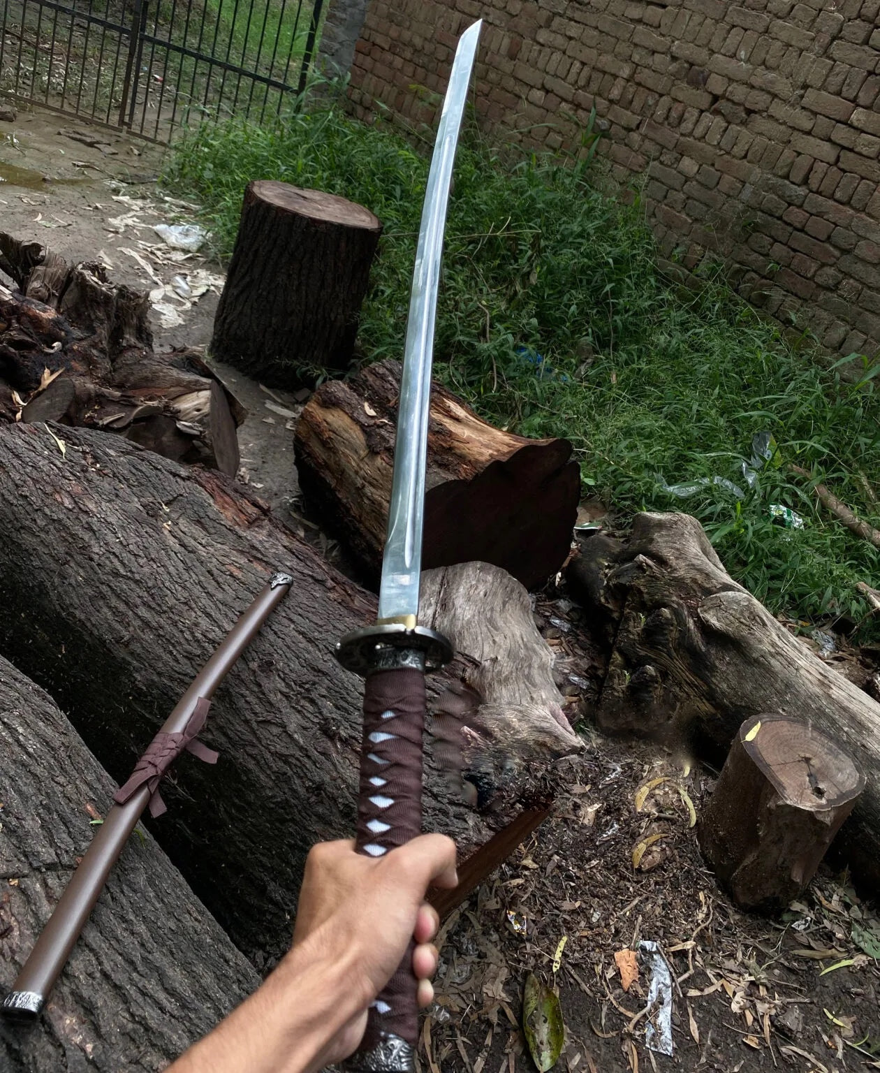 Premium brown katana with full polish blade