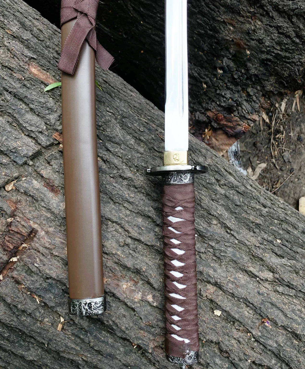 Premium brown katana with full polish blade