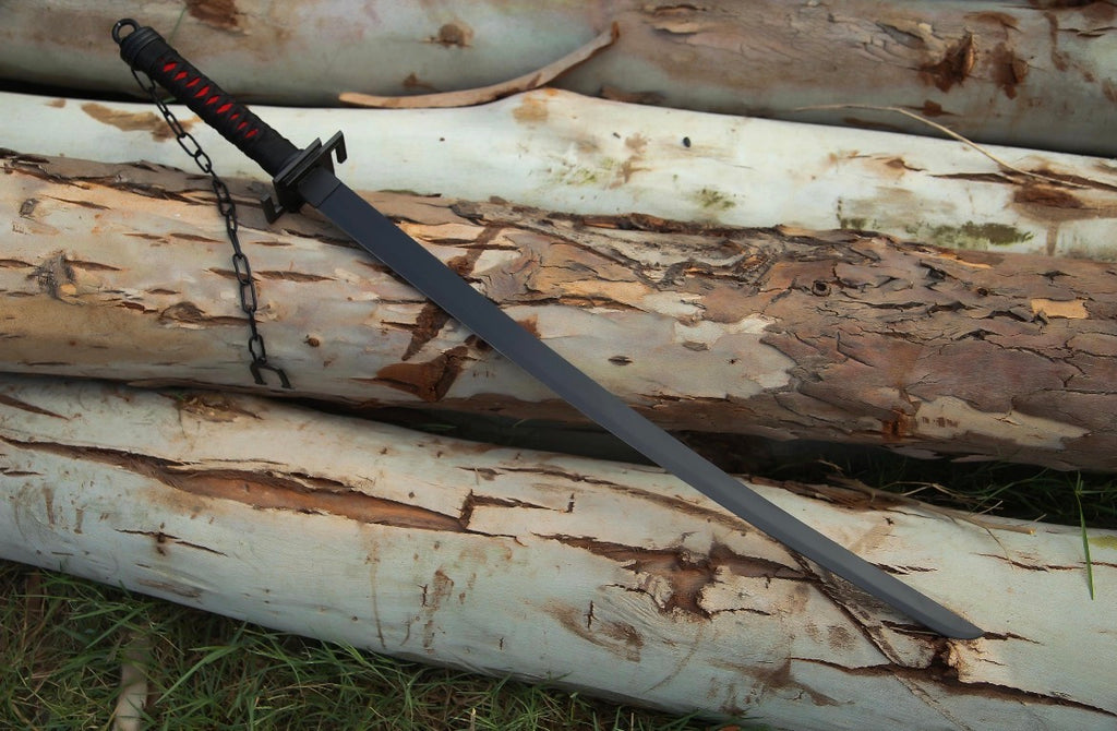 Premium zengestu katana replica with black powder on blade
