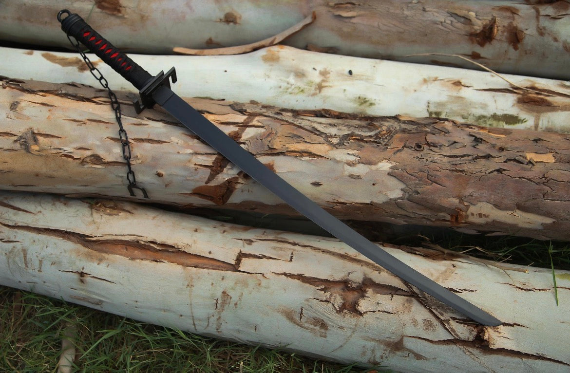 Premium zengestu katana replica with black powder on blade