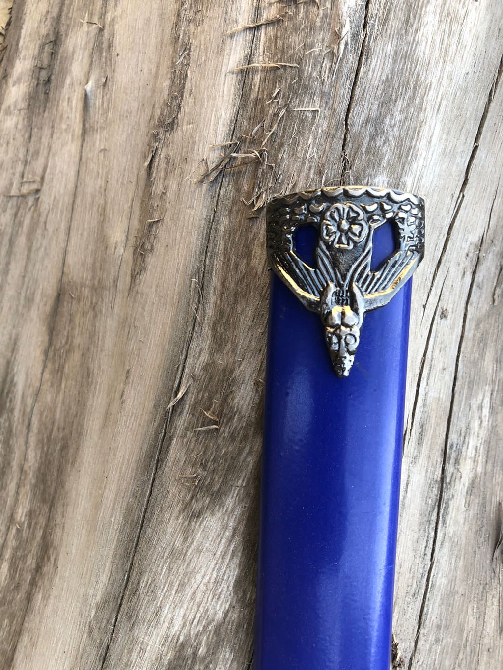 Premium blue katana with silver polish blade