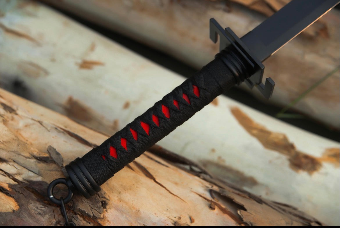 Premium zengestu katana replica with black powder on blade