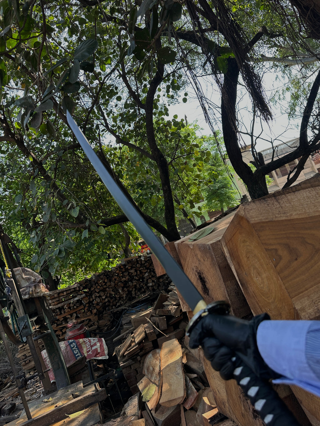 Premium black katana with black powder coat blade