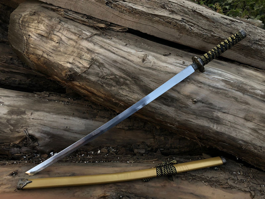 Premium golden katana with silver blade
