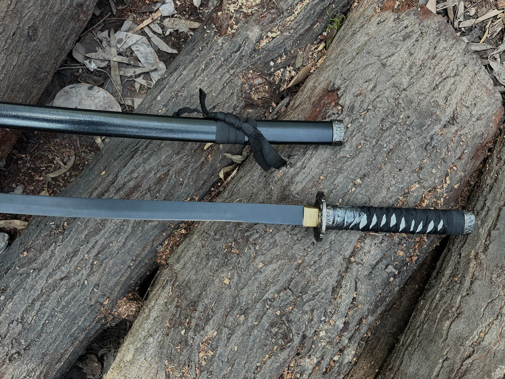 Premium black katana with black powder coat blade