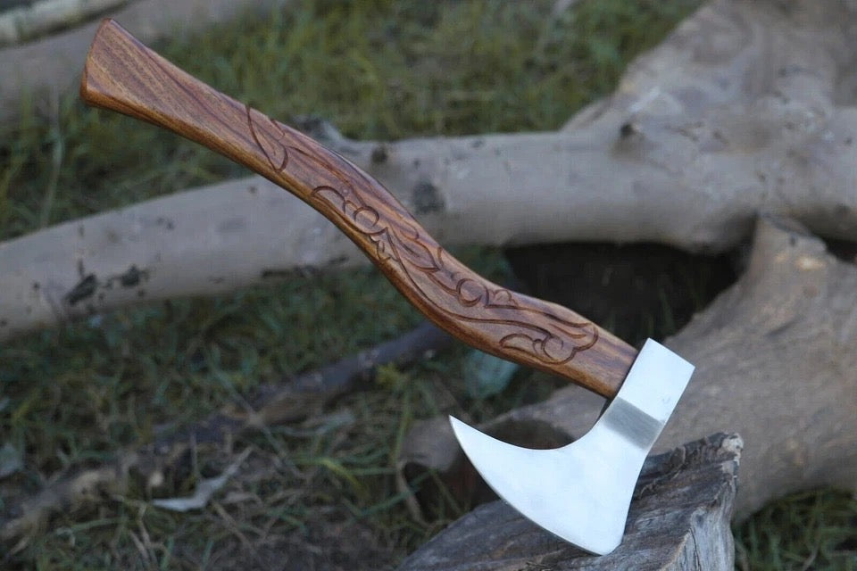 Handmade hunting Axe with leather cover