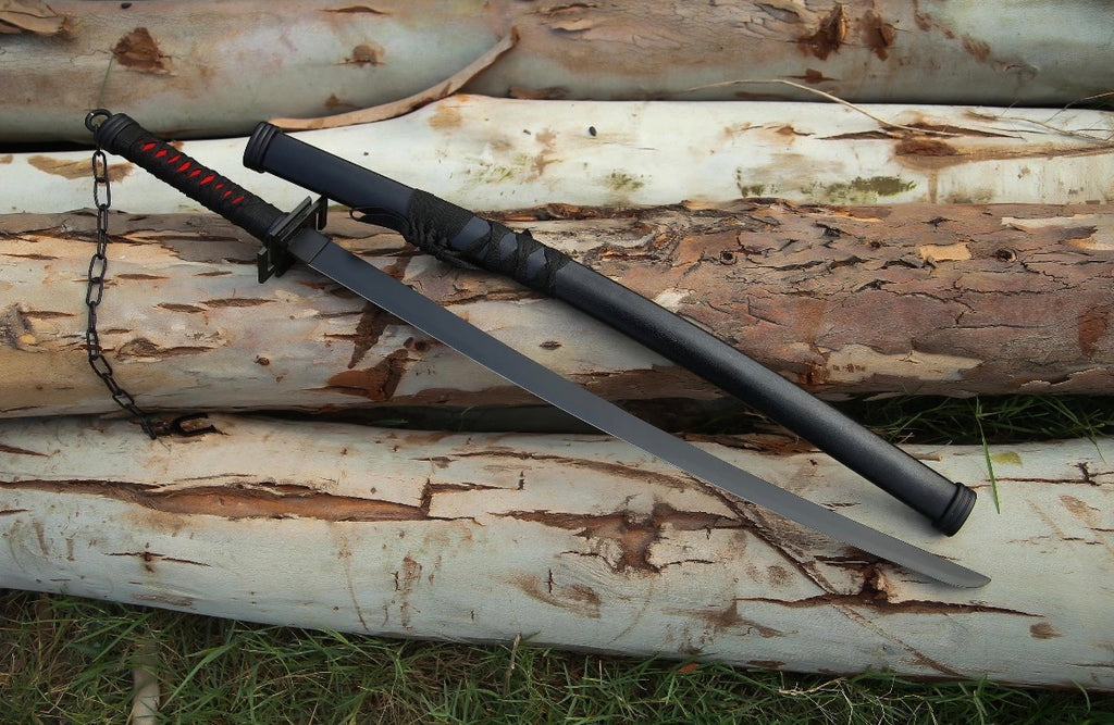Premium zengestu katana replica with black powder on blade