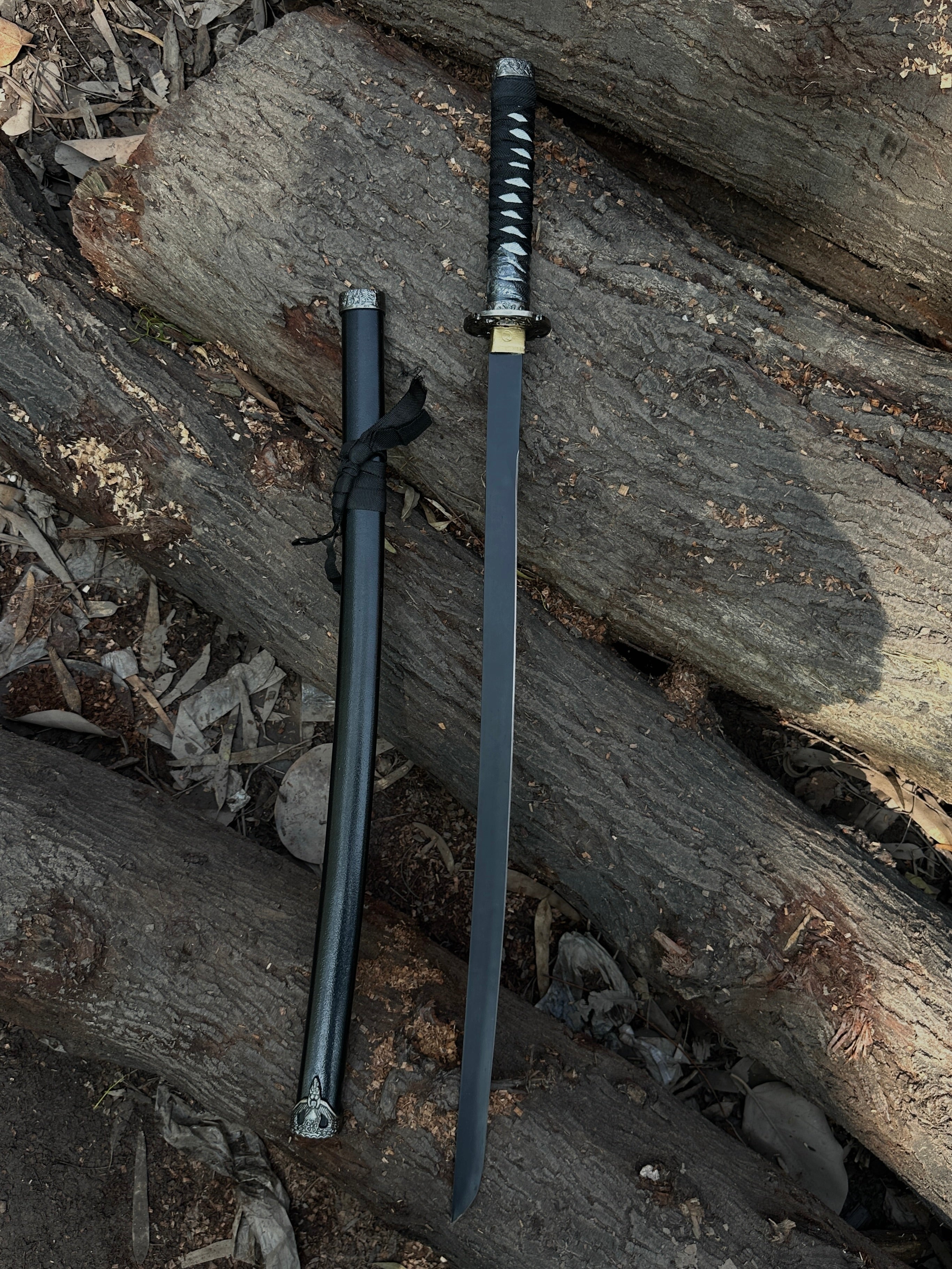 Premium black katana with black powder coat blade