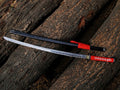 Red & black Samurai Katana Sword with curved on blade