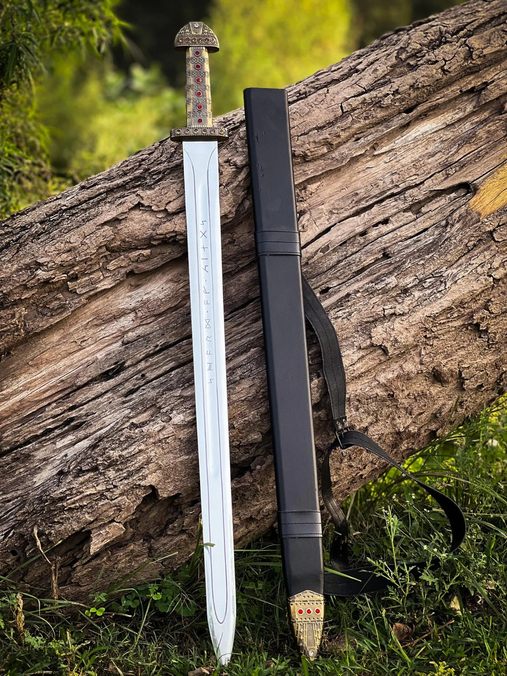 Handmade Viking Inspired Decor Sword – Norse Ragnar Style Fantasy Display Collectible with Leather Scabbard