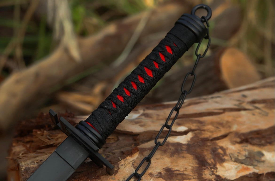 Premium zengestu katana replica with black powder on blade