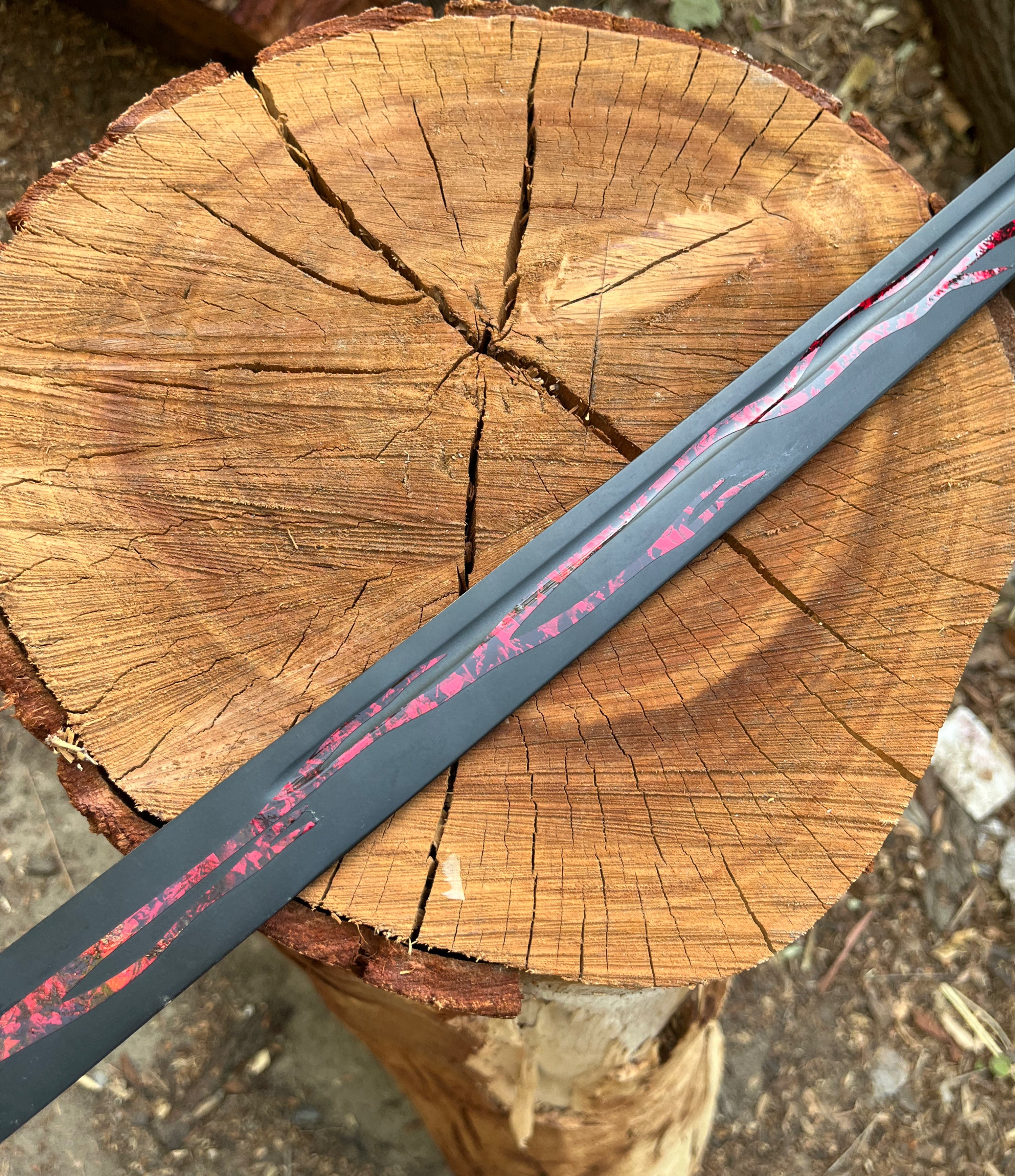 Handmade Black Katana Sword with Red Blood Groove