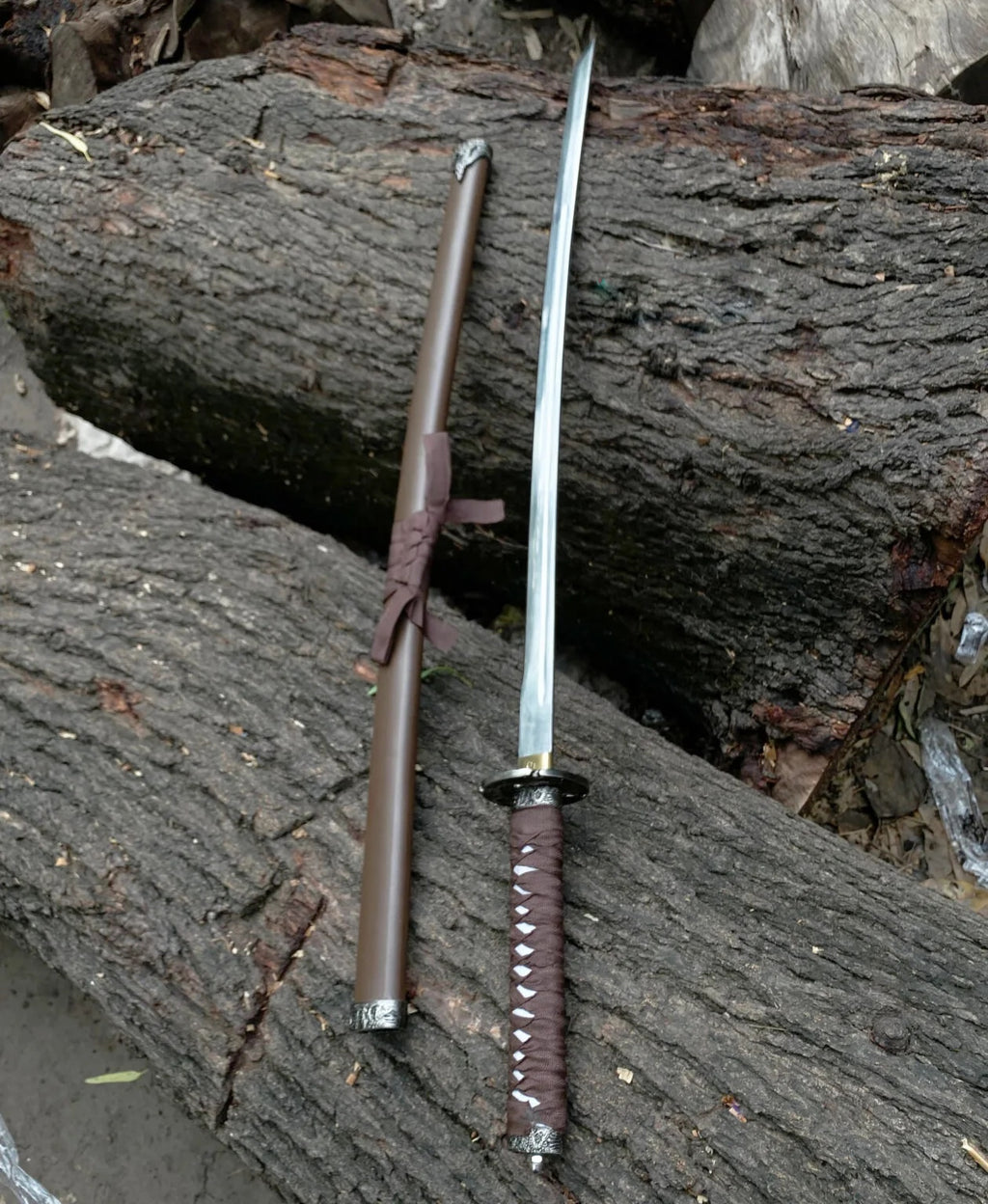 Premium brown katana with full polish blade