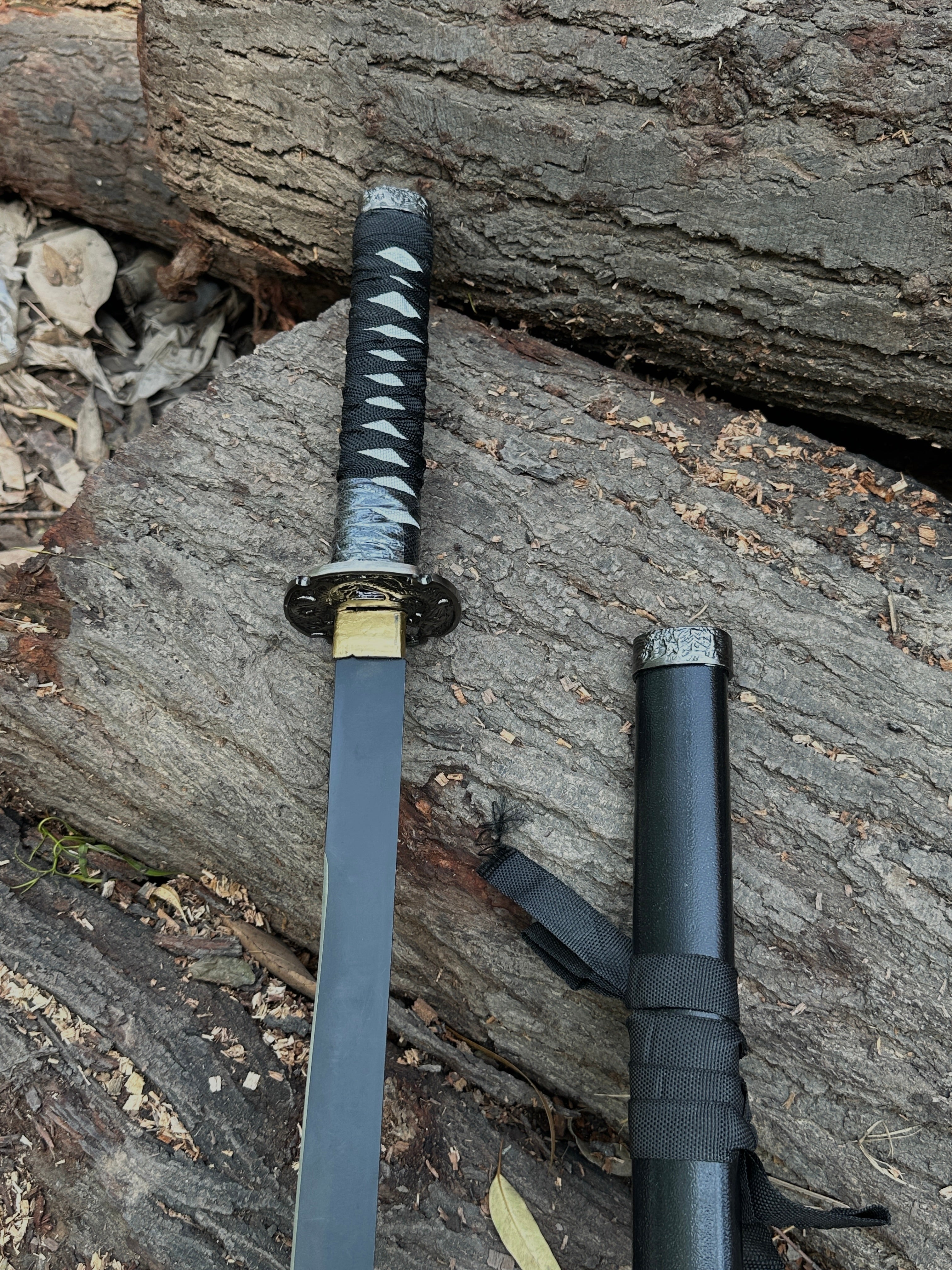 Premium black katana with black powder coat blade