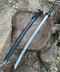 Premium black katana with silver blade