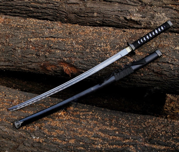 Black Samurai Katana Sword with curved on blade