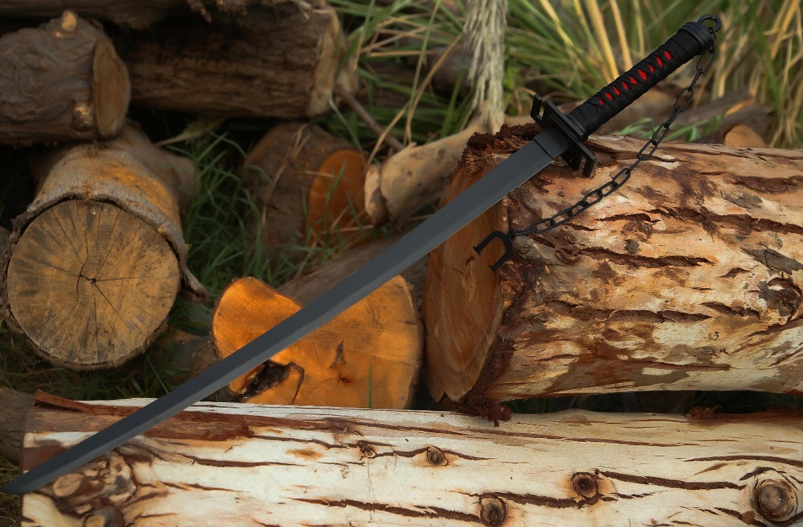 Premium zengestu katana replica with black powder on blade