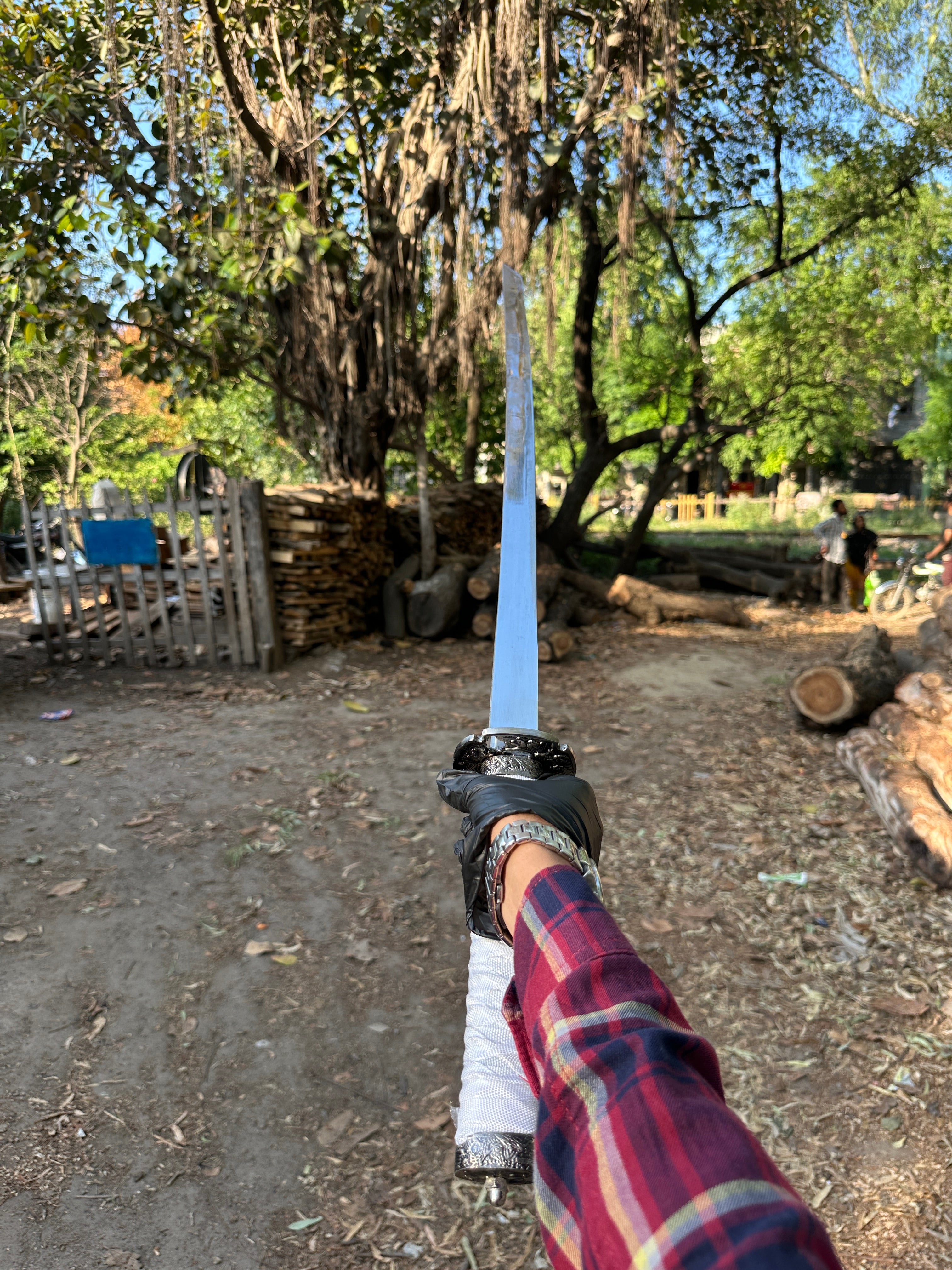 Premium white katana with silver polish blade