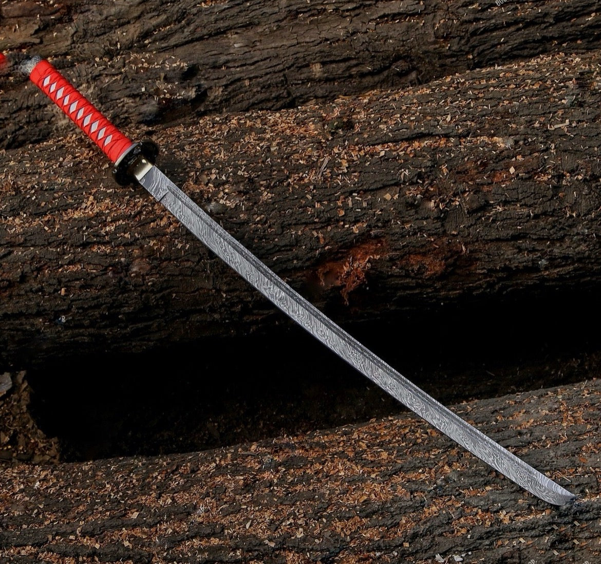 Handmade black&red Damacus samurai katana